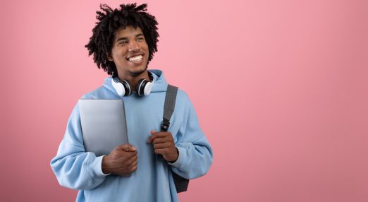 Young man wearing headphones